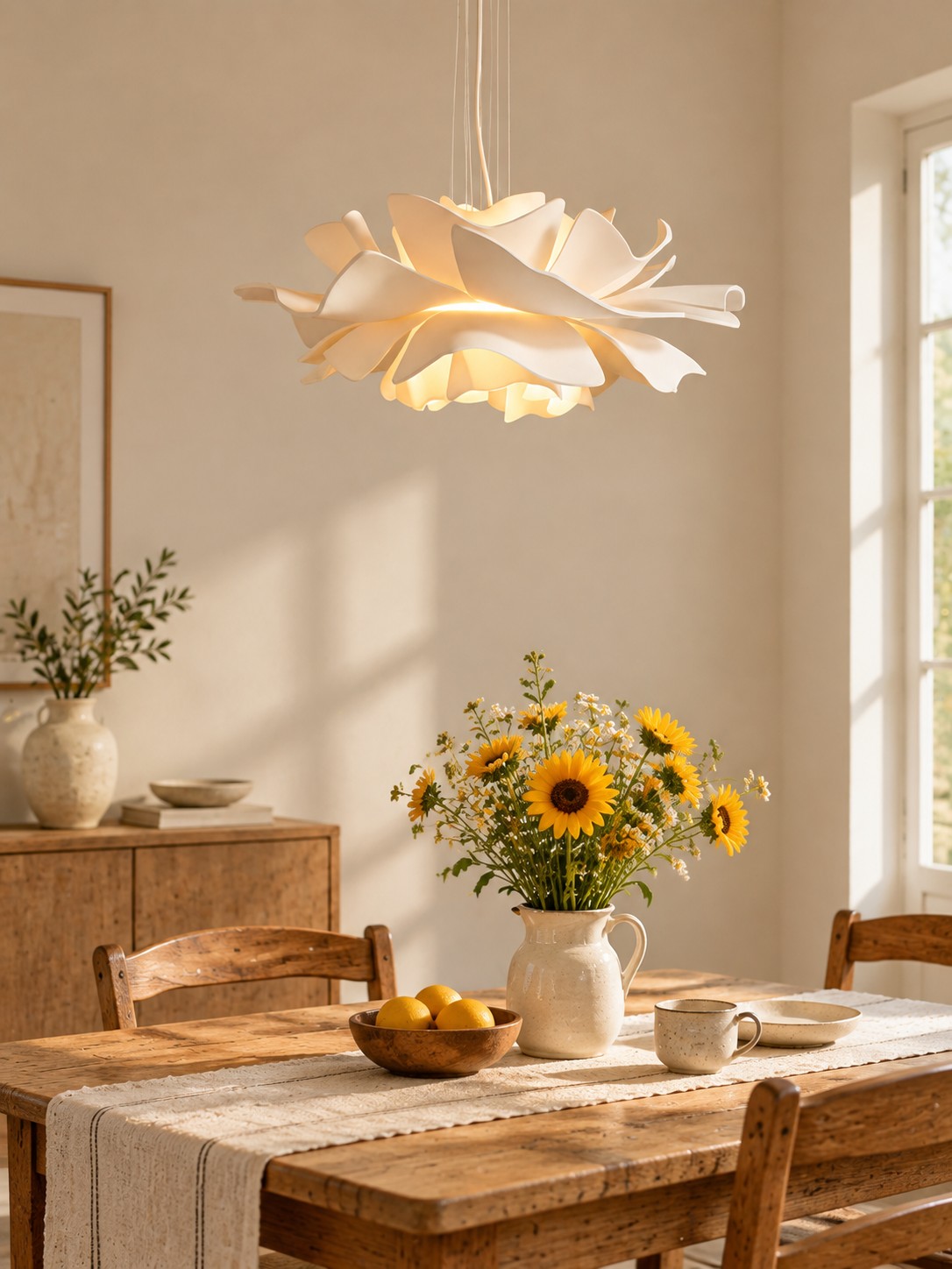 Warm keramiek en natuurlijk hout